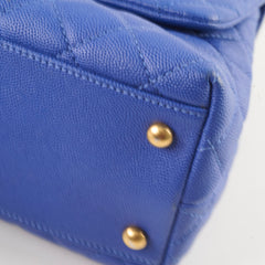 Chanel Coco Handle Mediium Blue Caviar Blue / Brown Lizard Top Handle