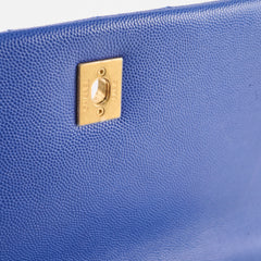 Chanel Coco Handle Mediium Blue Caviar Blue / Brown Lizard Top Handle