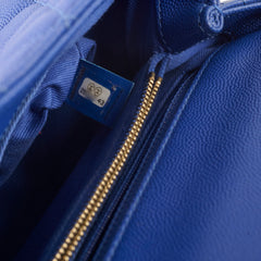 Chanel Coco Handle Mediium Blue Caviar Blue / Brown Lizard Top Handle