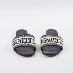 Dior Slide Sandals Deep Blue Embroidered size 37