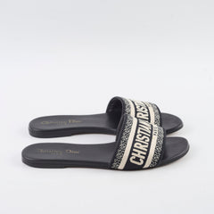 Dior Slide Sandals Deep Blue Embroidered size 37