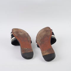 Dior Slide Sandals Deep Blue Embroidered size 37