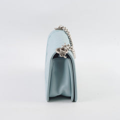 Chanel Dusty Blue Medium Boy Bag Lambskin Brushed Silver HW (microchip)