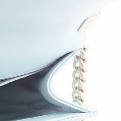 Chanel Dusty Blue Medium Boy Bag Lambskin Brushed Silver HW (microchip)