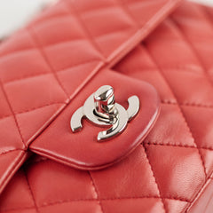 Chanel East West Shoulder Flap Lambskin Salmon Red