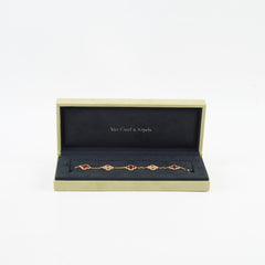 Van Cleef & Arpels 5 Motif Vintage Alhambra Guilloche & Carnelian Bracelet Rose Gold