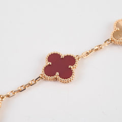 Van Cleef & Arpels 5 Motif Vintage Alhambra Guilloche & Carnelian Bracelet Rose Gold