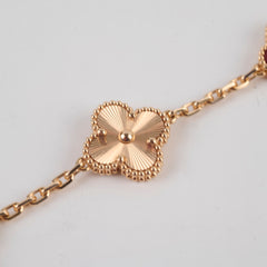 Van Cleef & Arpels 5 Motif Vintage Alhambra Guilloche & Carnelian Bracelet Rose Gold
