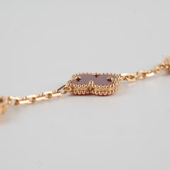 Van Cleef & Arpels 5 Motif Vintage Alhambra Guilloche & Carnelian Bracelet Rose Gold