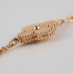Van Cleef & Arpels 5 Motif Vintage Alhambra Guilloche & Carnelian Bracelet Rose Gold