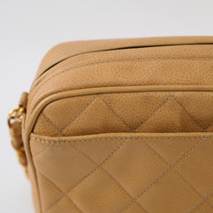 Chanel Vintage 24k Caviar Timeless Camera Bag Beige