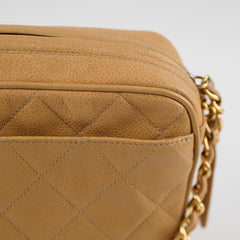Chanel Vintage 24k Caviar Timeless Camera Bag Beige