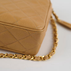Chanel Vintage 24k Caviar Timeless Camera Bag Beige
