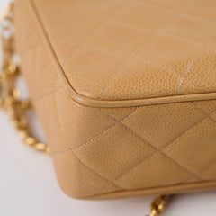 Chanel Vintage 24k Caviar Timeless Camera Bag Beige