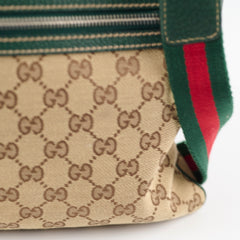 Gucci GG Canvas Messenger Bag Beige/Green