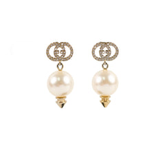 Gucci GG Crystal Pearl Earrings Costume Jewellery
