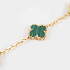 Van Cleef & Arpels Malachite Vintage Alhambra 5 Motifs Bracelet