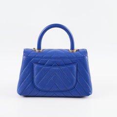 Chanel Coco Handle Small Chevron Blue Caviar (28 Series)