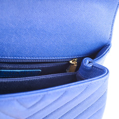 Chanel Coco Handle Small Chevron Blue Caviar (28 Series)