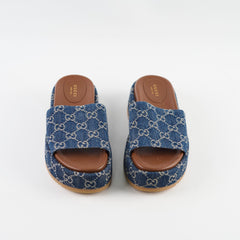 Gucci Denim Platform Slides Size 37