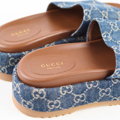 Gucci Denim Platform Slides Size 37