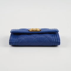 Chanel Boy Card Wallet Blue Caviar