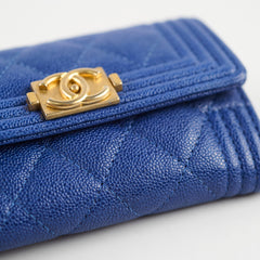 Chanel Boy Card Wallet Blue Caviar