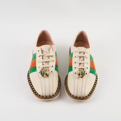 Gucci Web Stripe Bowiling Shoes Cream Size 38