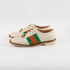 Gucci Web Stripe Bowiling Shoes Cream Size 38
