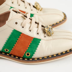 Gucci Web Stripe Bowiling Shoes Cream Size 38