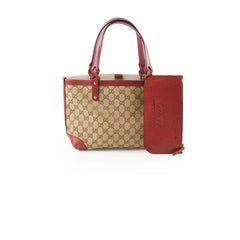Gucci GG Canvas Beige Craft Tote with Pouch