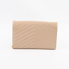 Saint Laurent Envelope Wallet on Chain Dark Beige GHW