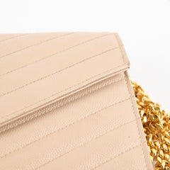 Saint Laurent Envelope Wallet on Chain Dark Beige GHW