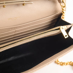 Saint Laurent Envelope Wallet on Chain Dark Beige GHW