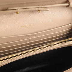 Saint Laurent Envelope Wallet on Chain Dark Beige GHW