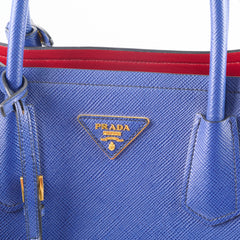 Prada Blue Cuir Medium Saffiano Tote