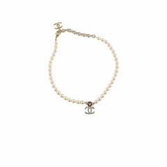 Chanel CC Pearl Rhinestone Necklace Costume Jewellery