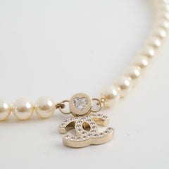 Chanel CC Pearl Rhinestone Necklace Costume Jewellery