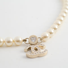 Chanel CC Pearl Rhinestone Necklace Costume Jewellery