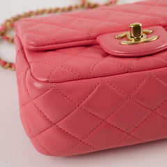 Chanel Pearl Crush Mini Square Crossbody Bag Coral