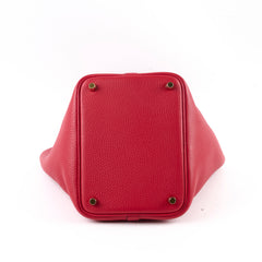 Hermes Picotin 18 Clemence Rouge Casaque C Stamp