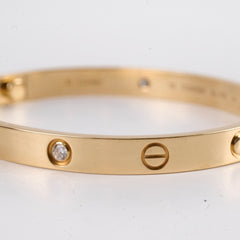 Cartier Classic Model Love Bracelet with 4 Diamond Size 18