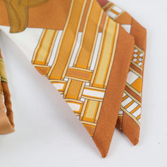 Hermes Soie Brides ET Gris Twilly Caramel/Blanc/Bronze