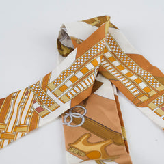 Hermes Soie Brides ET Gris Twilly Caramel/Blanc/Bronze