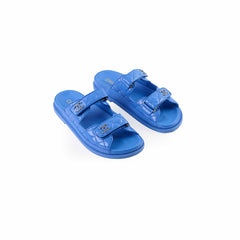Chanel Lambskin Quilted Dad Sandals Blue Size 39C
