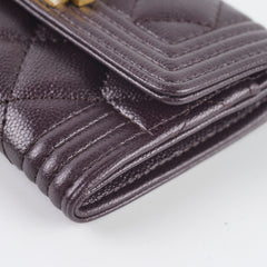 Chanel Boy Small Flap Burgundy Caviar Wallet