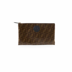 Fendi Zucca Brown Coated Canvas Clutch