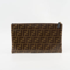 Fendi Zucca Brown Coated Canvas Clutch