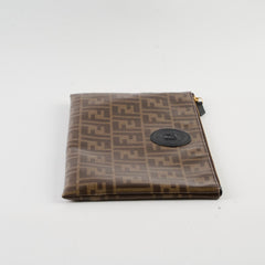 Fendi Zucca Brown Coated Canvas Clutch