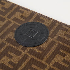 Fendi Zucca Brown Coated Canvas Clutch
